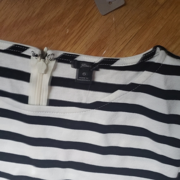 J.Crew black ivory stripe  long sleeve midi dress - Picture 5 of 7